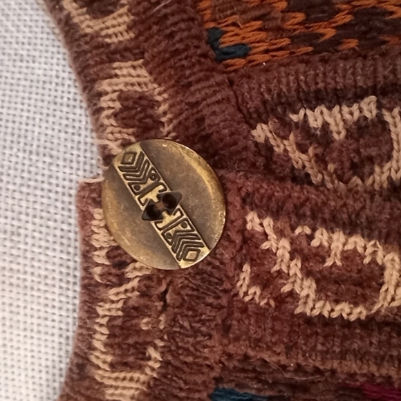 Chico's Design Vintage 90s Colorful Pattern Cotton Blend Cardigan Sweate… - Picture 9 of 16